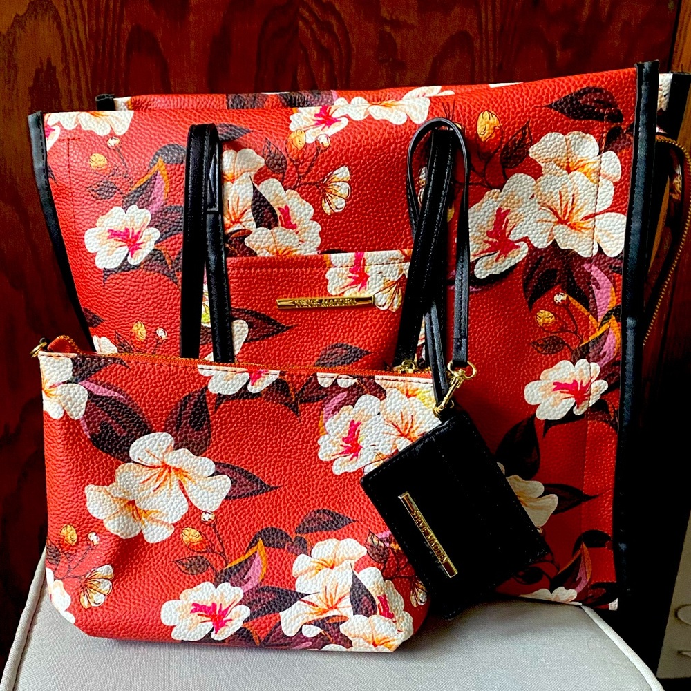 Steve Madden tote with small makeup bag
